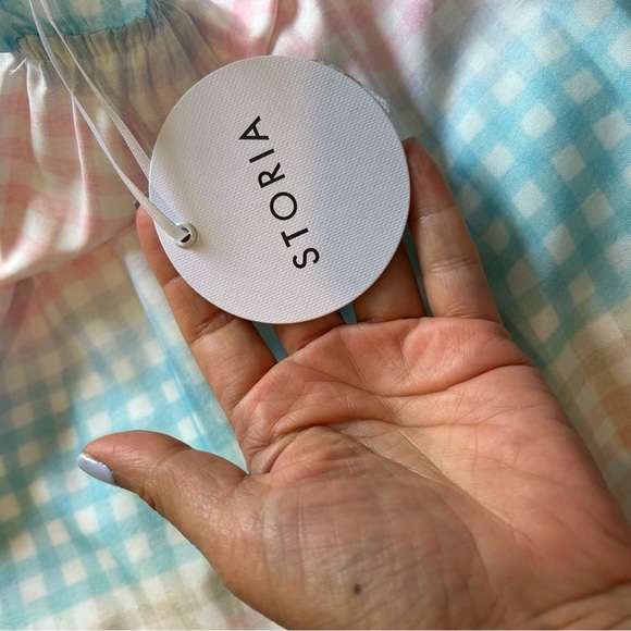 Storia Gingham multi color tiered lined dress nwt - Picture 14 of 16